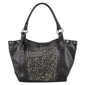 Frye Deborah Studded Distressed Black Tote